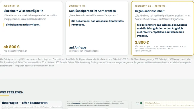 Vorschau: drei Zuschnitte mit Preisen
